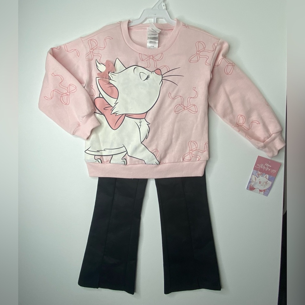 Disney Classic Matching Set Pastel Pink Graphic Sweater Kids Girls Size 5 - Picture 1 of 8
